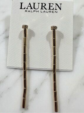 Lauren Ralph Lauren Pavé Bead Textured Linear Drop Earrings